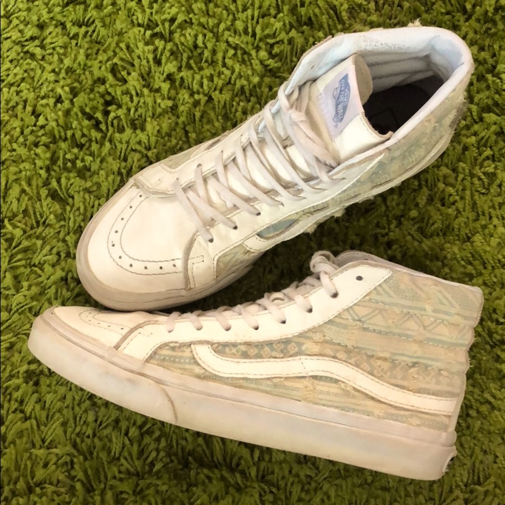 White Boho Tribal Sk8 Hi Vans